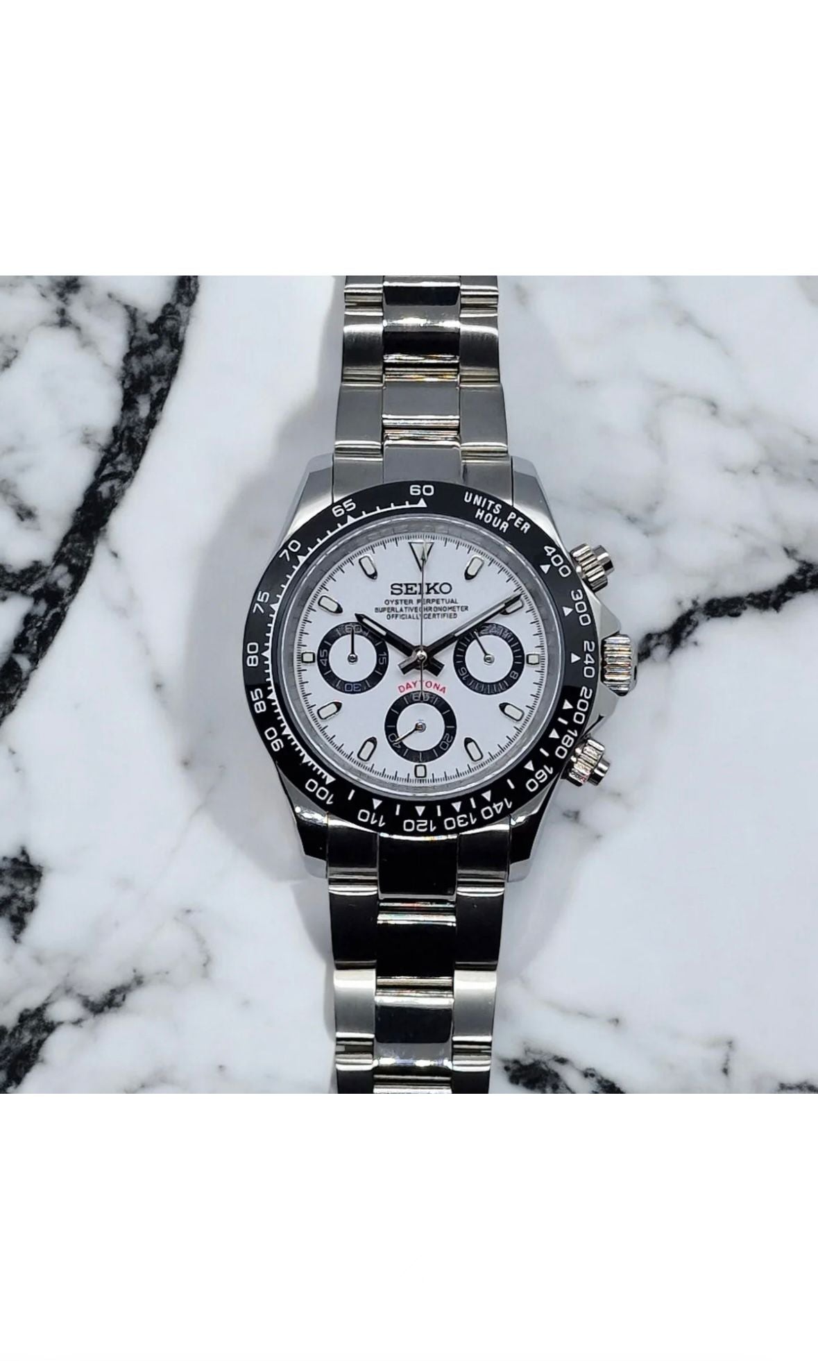 Seiko Mod Daytona- Blanche