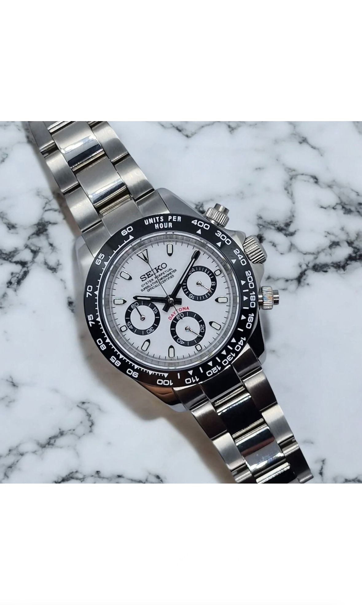 Seiko Mod Daytona- Blanche