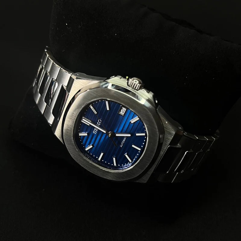 Seiko Mod Nautilus Blue