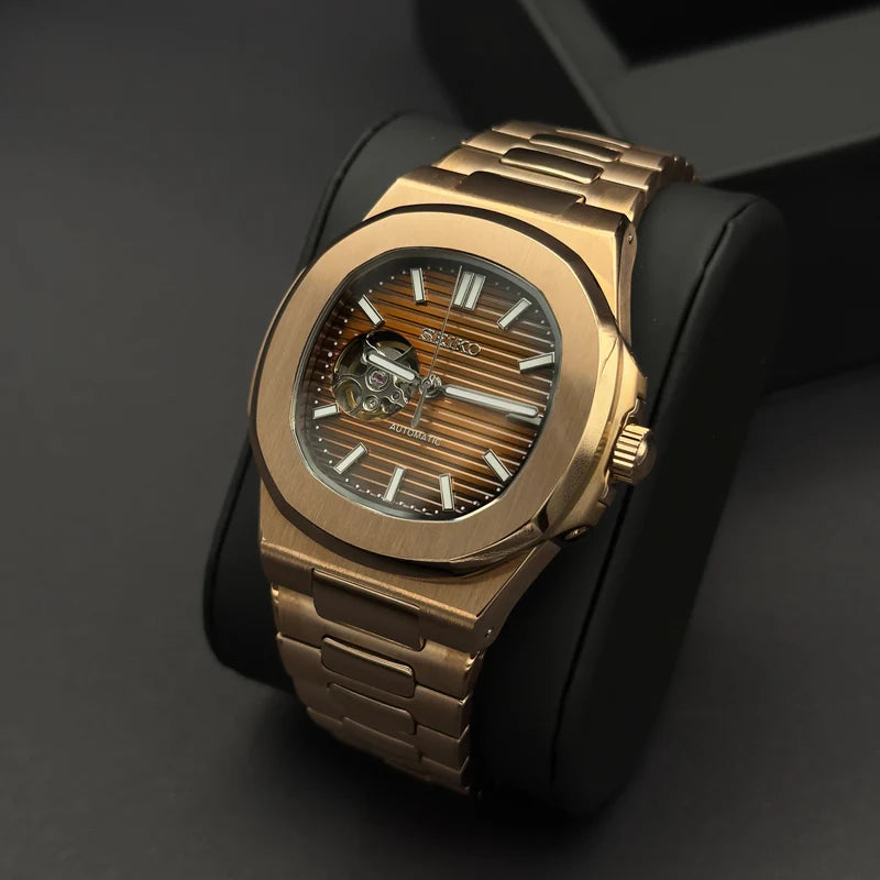 Seiko Mod Nautilus Skeleton Brown