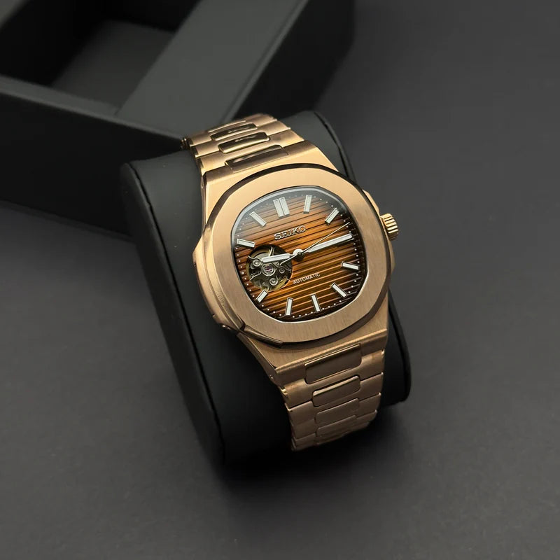 Seiko Mod Nautilus Skeleton Brown
