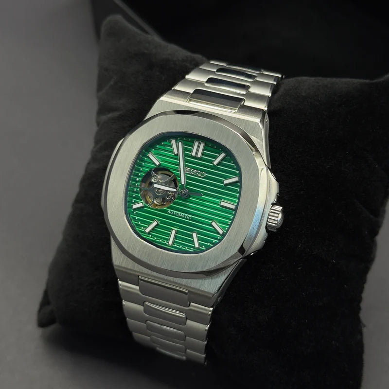 Seiko Mod Nautilus Skeleton Green