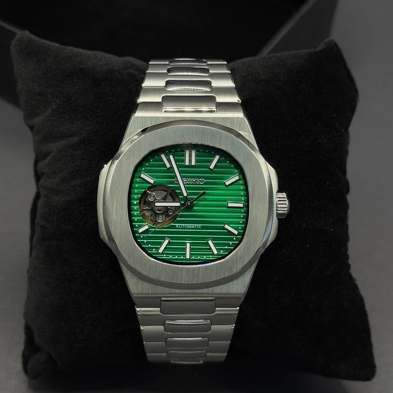 Seiko Mod Nautilus Skeleton Green