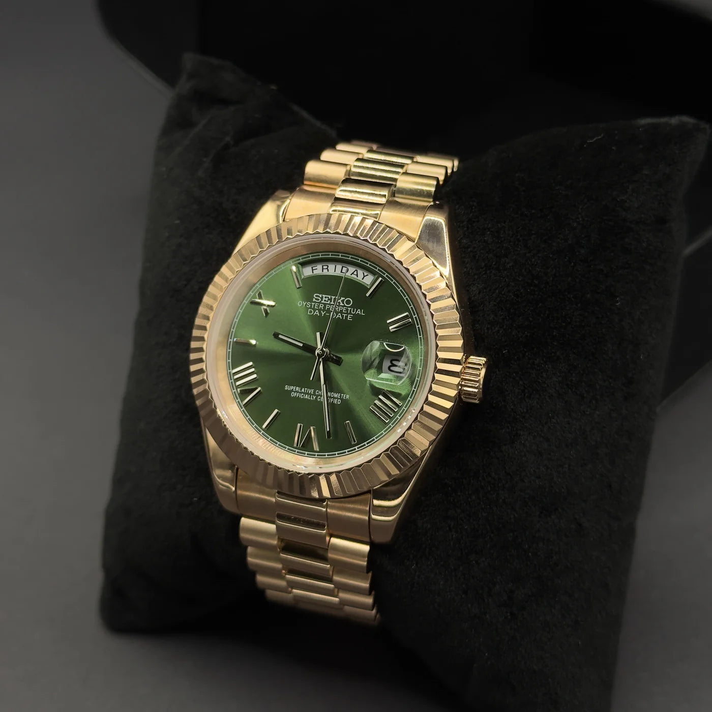 SEIKO DAYDATE ROSE GOLD GREEN