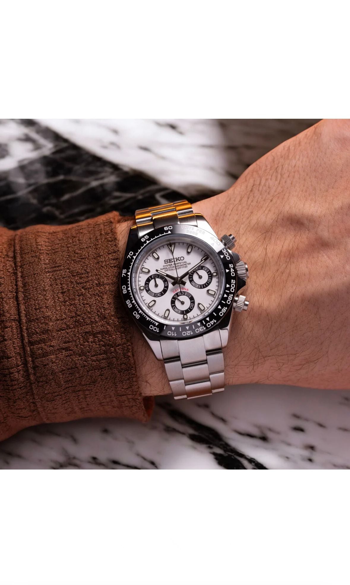 Seiko Mod Daytona- Blanche