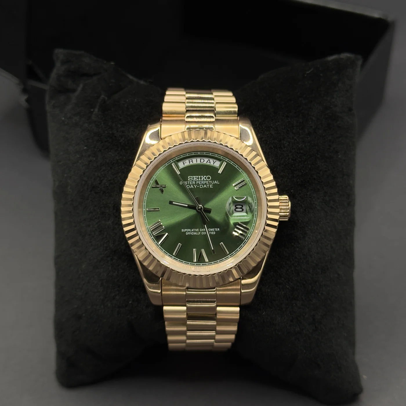 SEIKO DAYDATE ROSE GOLD GREEN