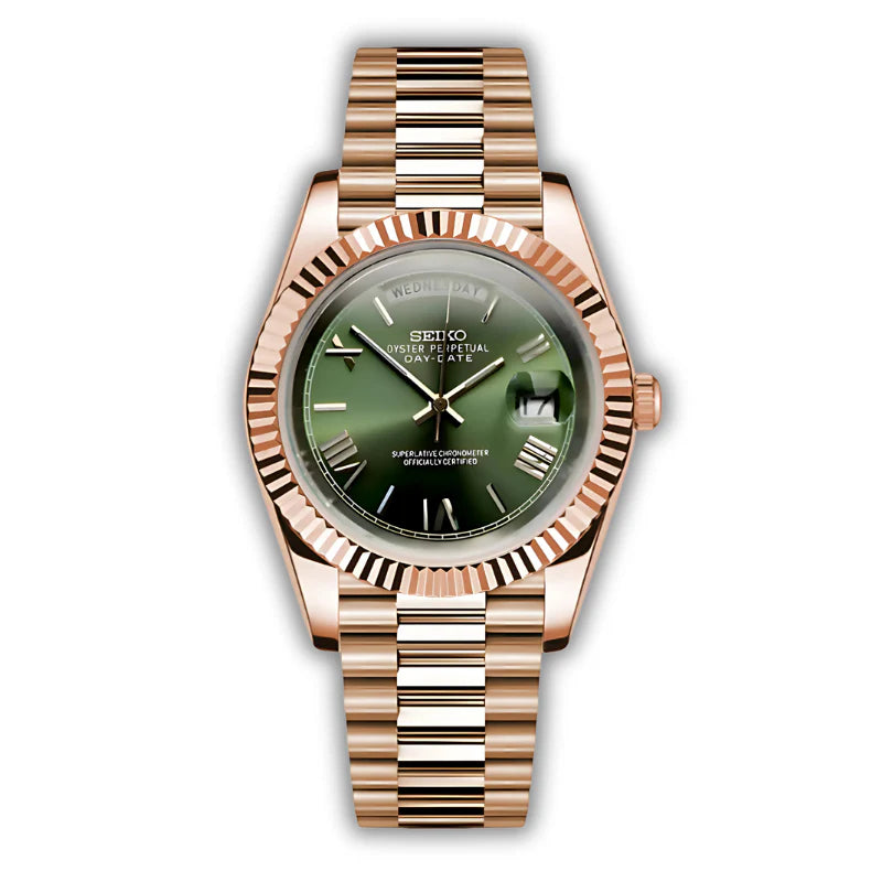 SEIKO DAYDATE ROSE GOLD GREEN